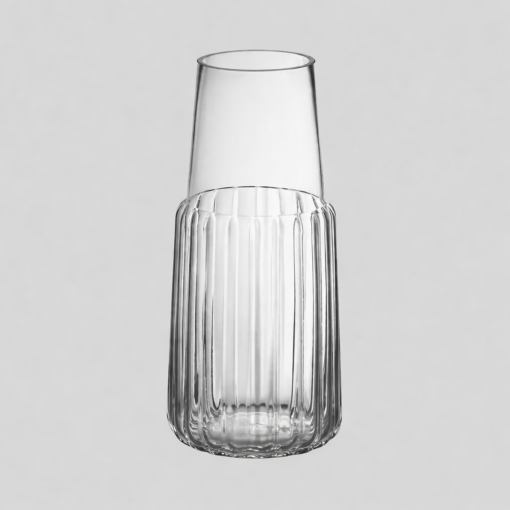 Geriffelte Glasvase aus klarem Glas